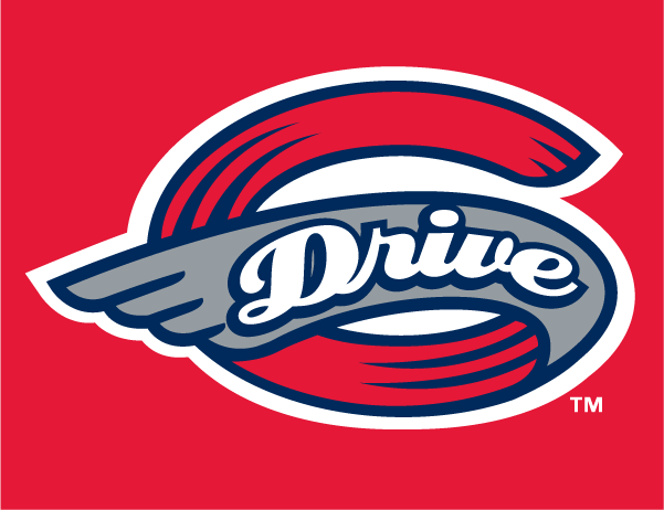 Greenville Drive Cap Logo (2006-Pres) - (Home) Primary logo with white outline on red SportsLogos.Net