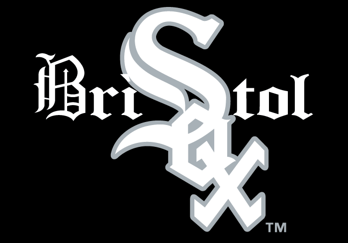 Bristol White Sox Logo Alternate Logo (1995-2013) - SOX in white calligraphic letters with Bristol around it on black SportsLogos.Net