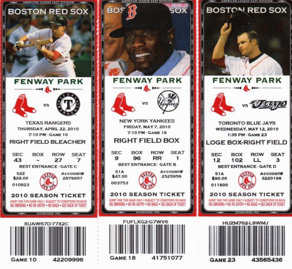 Boston Red Sox Game Ticket Gift Voucher Printable Surprise Baseball 