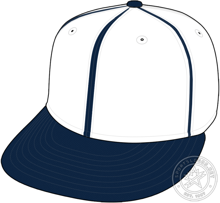Chicago White Sox Cap Cap (2006) - The Chicago White Sox wore this alternate cap during the 2006 season, which was a throwback to a similar style worn by the club during the 1919 and 1920 seasons. The cap featured no logo on a white crown with navy blue striping; the visor and pill were both navy blue. SportsLogos.Net