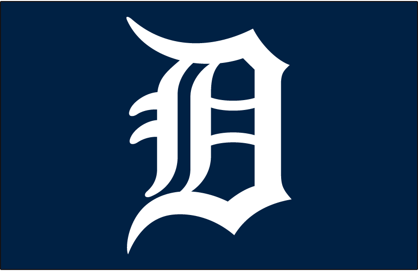 Detroit Tigers Cap Logo (1961-1965) - A white D on a blue cap, worn on Tigers caps from 1961-1965 SportsLogos.Net