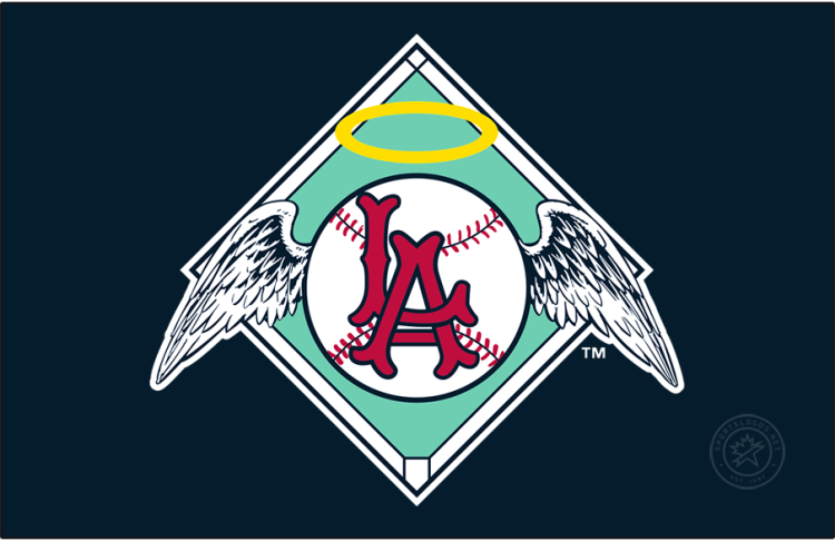 Los Angeles Angels Logo Primary Dark Logo (1961-1964) - The original Los Angeles Angels logo, used from 1961 to 1964, featured the city initials 