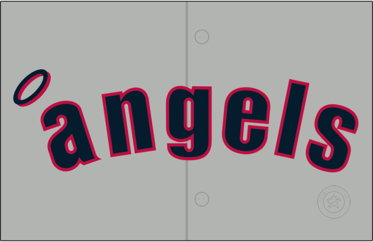 California Angels Logo Jersey Logo (1971) - The California Angels road jersey logo worn during the 1971 season featured 