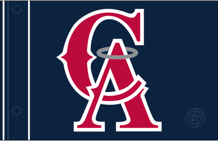 California Angels Logo Jersey Logo (1995-1996) - The California Angels alternate jersey logo, worn during the 1995 and 1996 seasons, featured the club's primary interlocked 