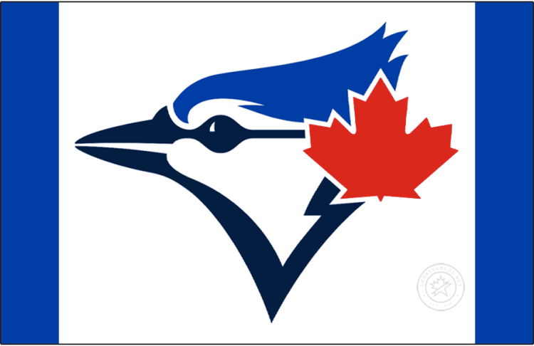 Toronto Blue Jays Logo Cap Logo (2015-2019) - Blue Jays usual cap logo on a blue cap with white front panel, first worn as a one-time only cap in 2015, worn a handful of times in 2016, then made an official alternate cap in 2017 SportsLogos.Net