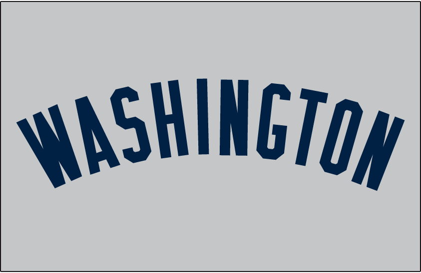 Washington Senators Jersey Logo (1961-1962) - Washington in navy blue on grey, worn on Senators road jersey in 1961 and 1962 SportsLogos.Net