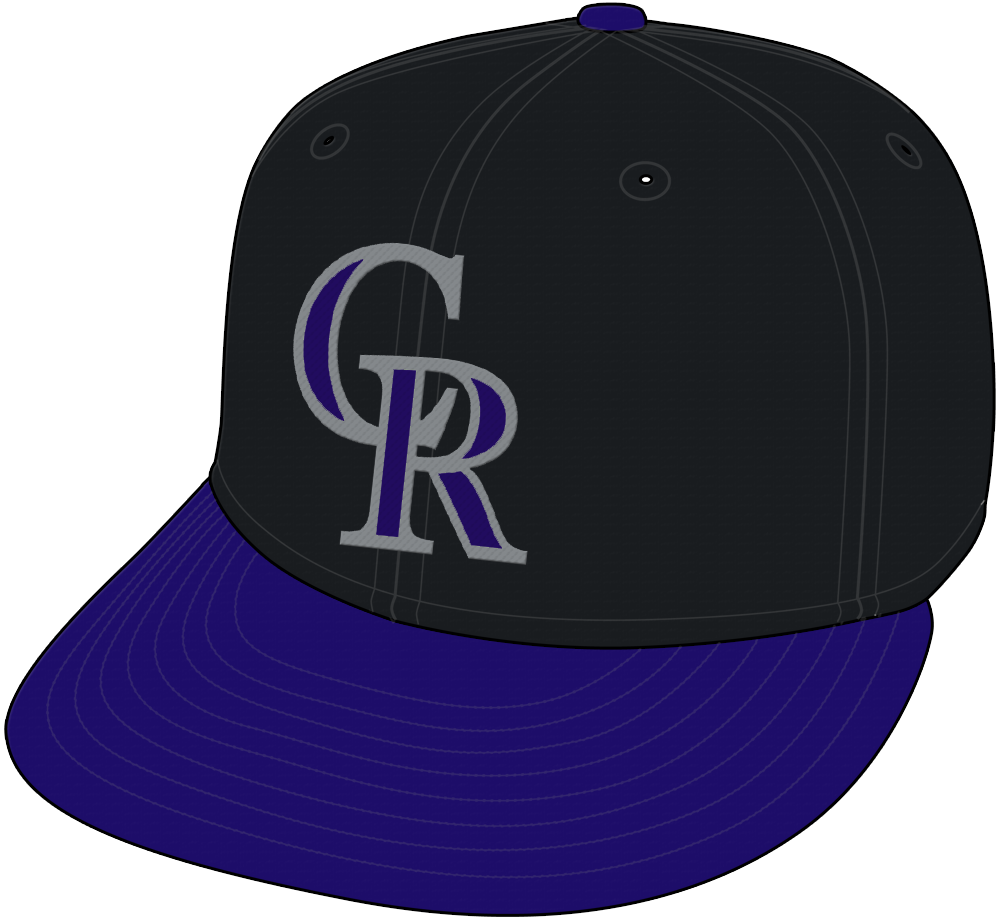 Colorado Rockies Cap (2000-2016) - Colorado Rockies alternate cap, black crown with purple brim SportsLogos.Net