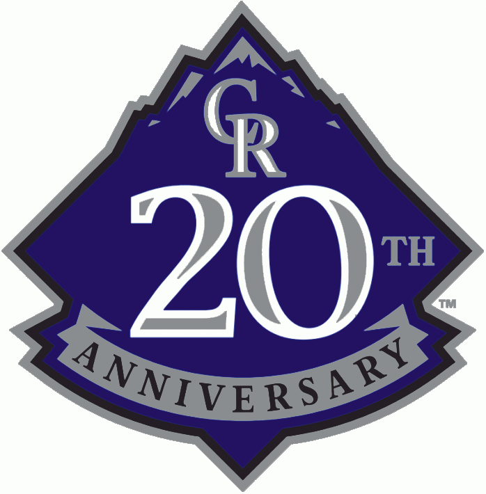Colorado Rockies Logo Anniversary Logo (2013) - Colorado Rockies 20th Anniversary Logo - worn as a sleeve patch on each of the Rockies uniforms throughout the 2013 season SportsLogos.Net Colorado Rockies Logo Anniversary Logo (2013) - Colorado Rockies 20th Anniversary Logo - worn as a sleeve patch on each of the Rockies uniforms throughout the 2013 season SportsLogos.Net