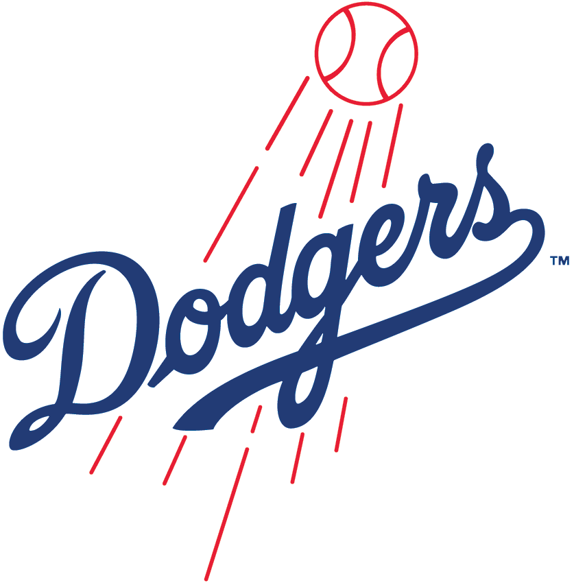 Los Angeles Dodgers Primary Logo (1979-2011) - Dodgers script with shooting baseball SportsLogos.Net