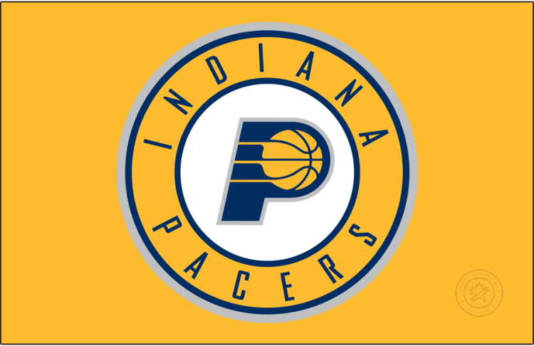 Indiana Pacers Logo Primary Dark Logo (2017/18-Pres) - Global on yellow SportsLogos.Net