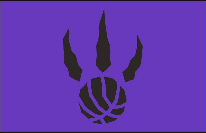 Toronto Raptors Alt on Dark Logo (1995/96-2005/06) - Black basketball claw on purple SportsLogos.Net