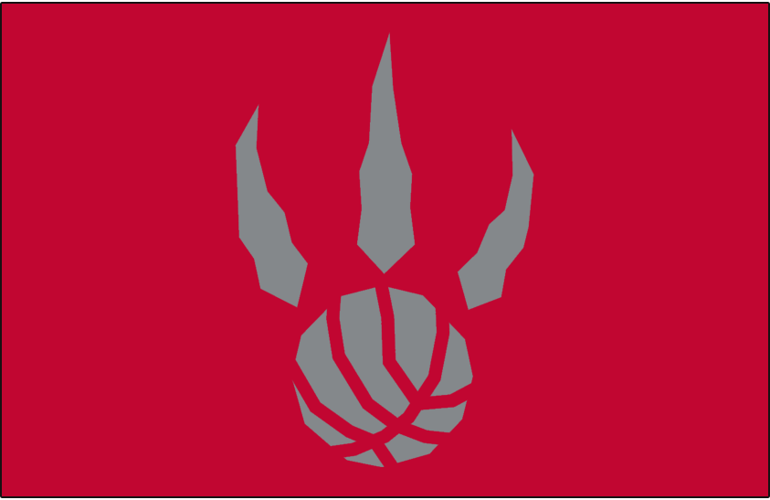 Toronto Raptors Logo Alt on Dark Logo (1995/96-2010/11) - Silver basketball claw on red SportsLogos.Net Toronto Raptors Logo Alt on Dark Logo (1995/96-2010/11) - Silver basketball claw on red SportsLogos.Net