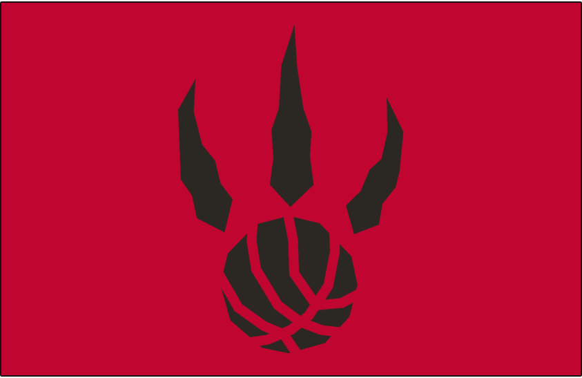 Toronto Raptors Logo Alt on Dark Logo (1995/96-2010/11) - Black basketball claw on red SportsLogos.Net Toronto Raptors Logo Alt on Dark Logo (1995/96-2010/11) - Black basketball claw on red SportsLogos.Net