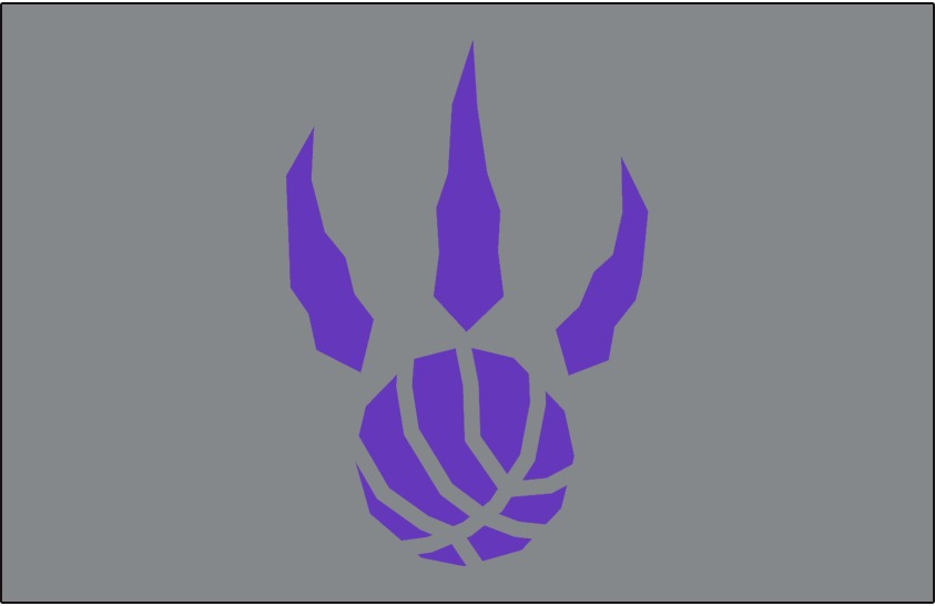 Toronto Raptors Logo Alt on Dark Logo (1995/96-2005/06) - Purple basketball claw on silver SportsLogos.Net Toronto Raptors Logo Alt on Dark Logo (1995/96-2005/06) - Purple basketball claw on silver SportsLogos.Net