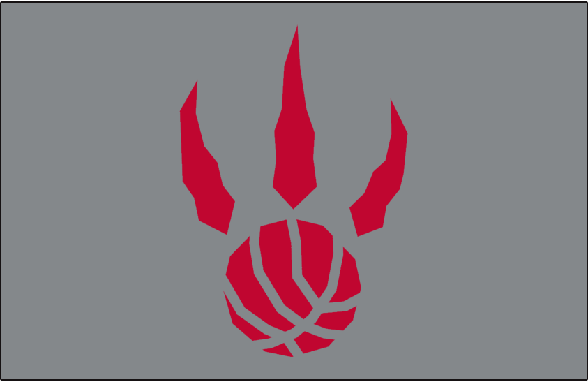Toronto Raptors Alt on Dark Logo (1995/96-2010/11) - Red basketball claw on silver SportsLogos.Net