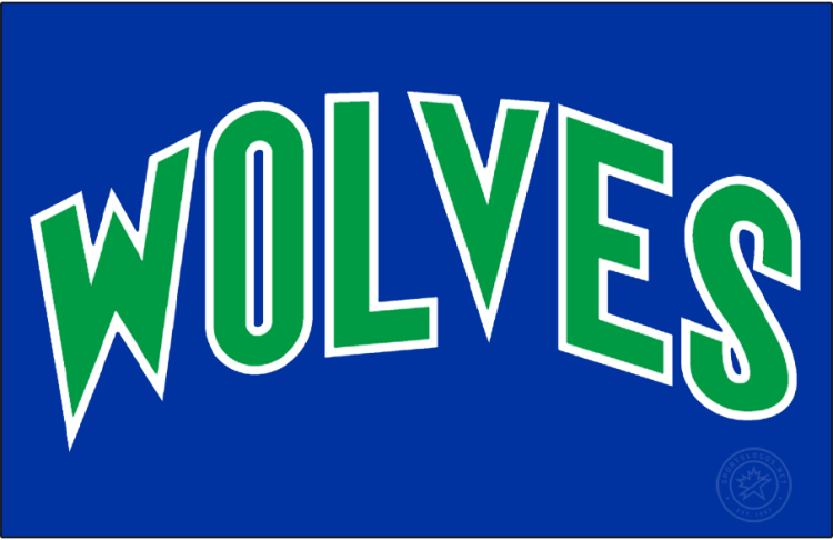 Minnesota Timberwolves Logo Jersey Logo (1989/90-1995/96) - The Minnesota Timberwolves' original road jersey logo used from 1989-90 to 1995-96 features 