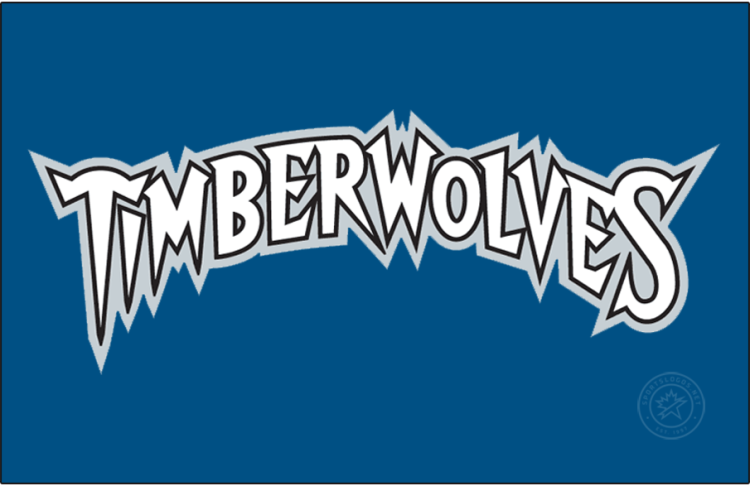 Minnesota Timberwolves Logo Jersey Logo (1996/97-2007/08) - The Minnesota Timberwolves road jersey logo used from the 1996-97 season through the 2007-08 season features 