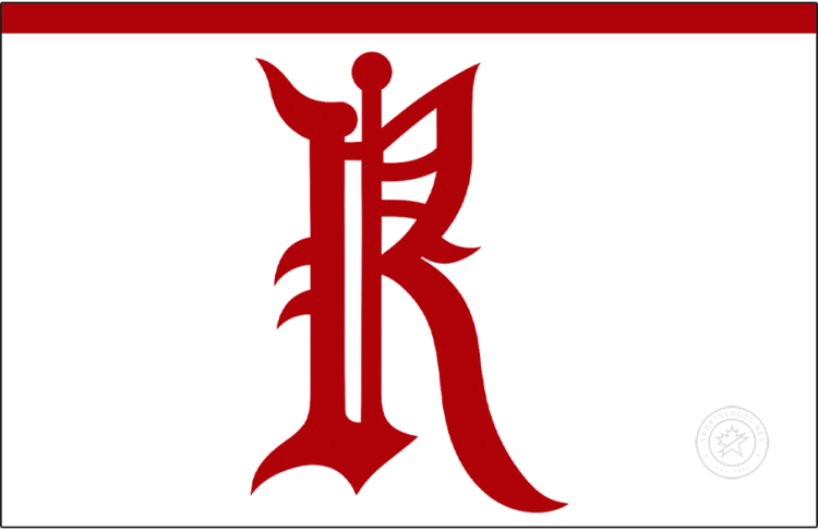 Renfrew Creamery Kings Logo Jersey Logo (1909/10-1910/11) - The Renfrew Creamery Kings logo was a simple red calligraphic 'R' worn on the front of a white jersey with red striping. The team, one of the first professional hockey clubs, was also simultaneously known as the Renfrew Millionaires (due to their players' salaries) and the Renfrew Hockey Club. Seven Hockey Hall of Famers suited up for the Creamery Kings during their brief two-season run in the National Hockey Association. SportsLogos.Net