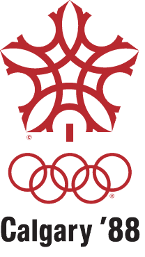 1988 Calgary Olympics Logo Primary Logo (1988) - A red snowflake in the shape of a maple leaf SportsLogos.Net