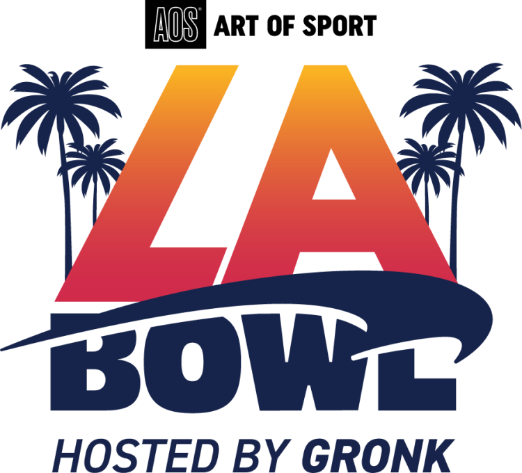 LA Bowl Logo Primary Logo (2024) - Stacked logo of the LA Bowl Hosted By Gronk and sponsored by Art of Sports. SportsLogos.Net