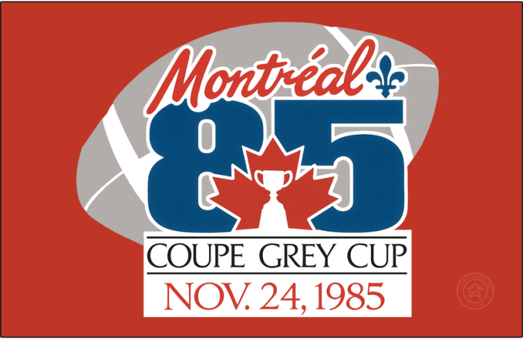  Grey Cup Logo Primary Dark Logo (1985) - The 73rd Grey Cup logo features the host city of 