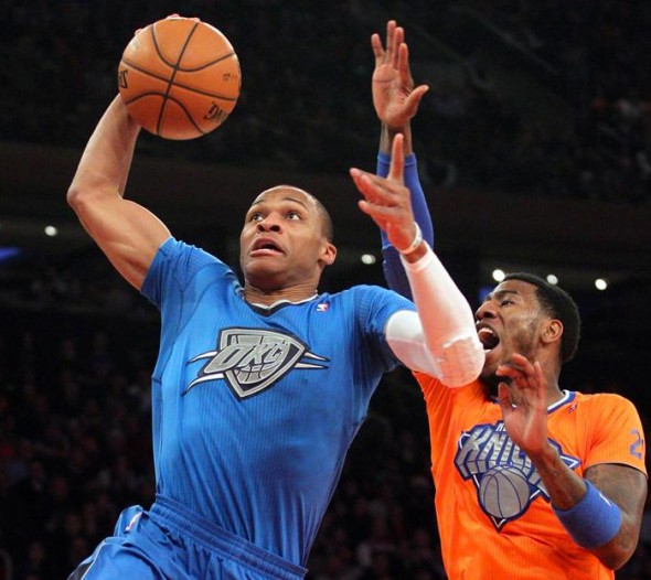 Oklahoma City Thunder New York Knicks Sleeved Christmas Jerseys 2013