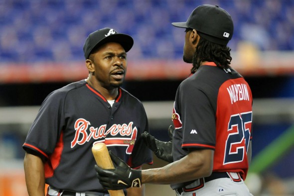 Atlanta players wearing batting practice jerseys before a game in 2015 (Photo: © Steve Mitchell-USA TODAY Sports)