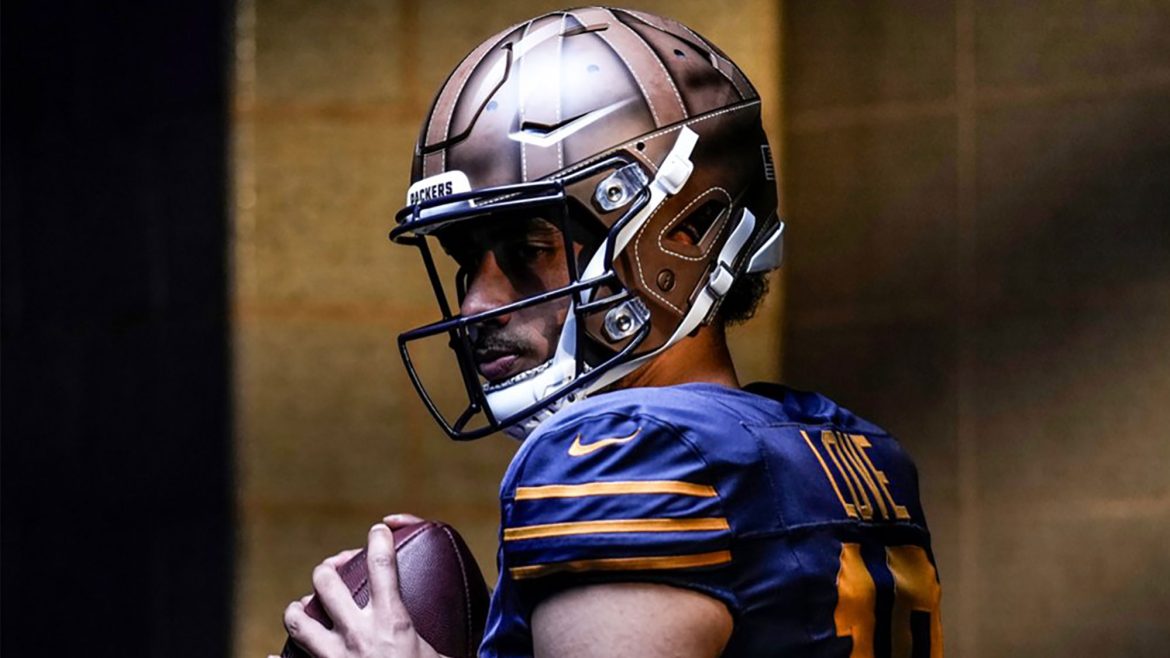 New Green Bay Packers Uniforms Feature Hand-Painted “Leather” Helmets for 1923 Throwback Design